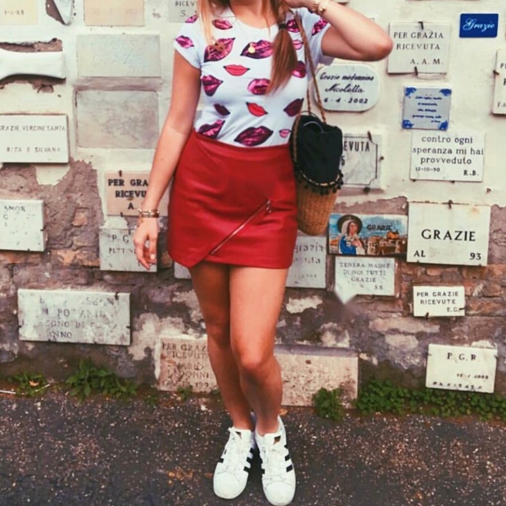 Dark Red Leather Mini Skirt || TRF by Zara